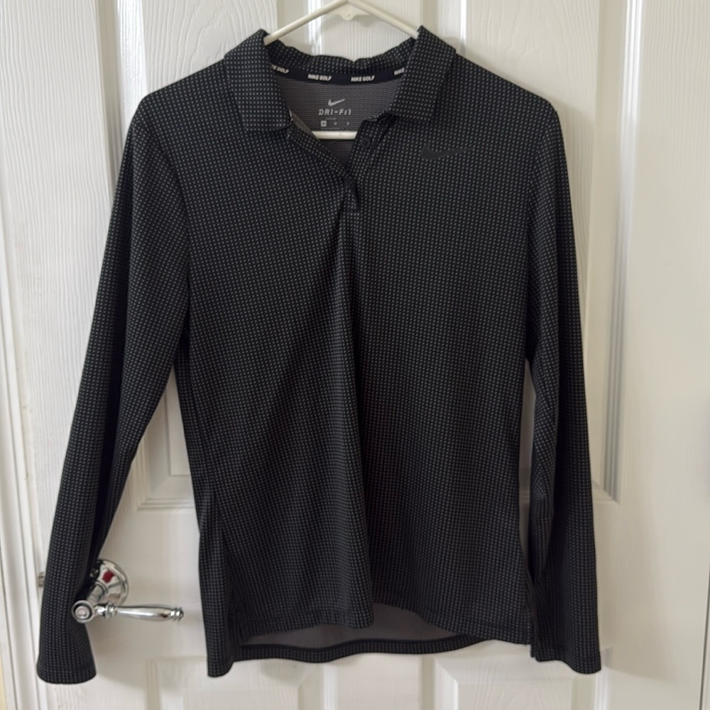 Nike Black and White Dri-Fit Polo Shirt